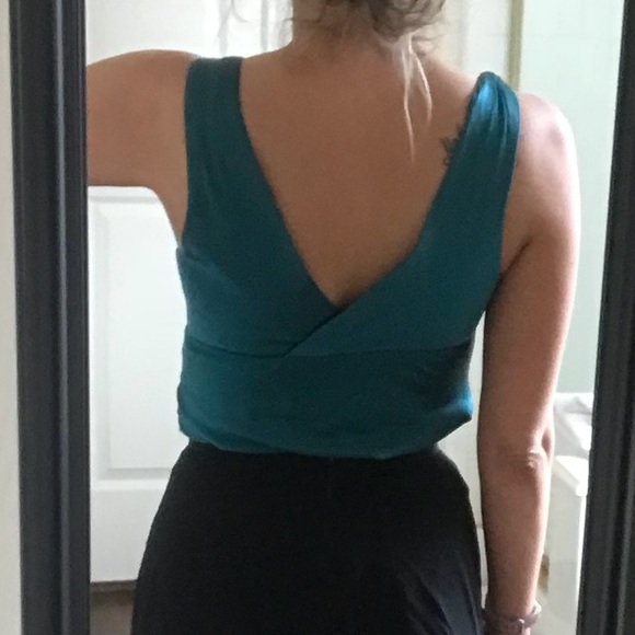 Trina Turk teal silk twisty strap top - Picture 4 of 8
